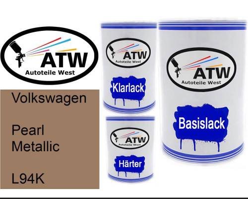 Volkswagen, Pearl Metallic, L94K: 500ml Lackdose + 500ml Klarlack + 250ml Härter - Set, von ATW Autoteile West.